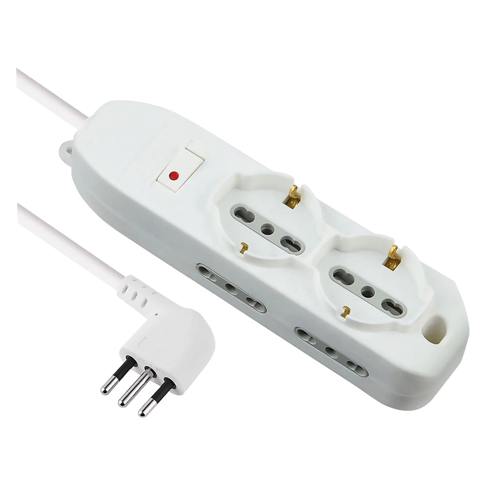 MULTIPRESA CON INTERRUTTORE 2 Schuko + 4 Bival.10/16A - 62047  - ELECTRALINE