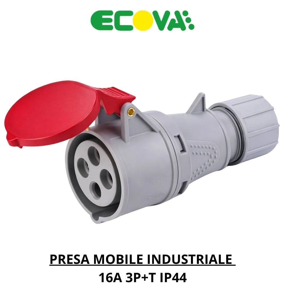 Ecova presa industriale mobile cee trifase rossa 380v 3p+t ip44 6h *** ampere 16 ampere, confezione 1