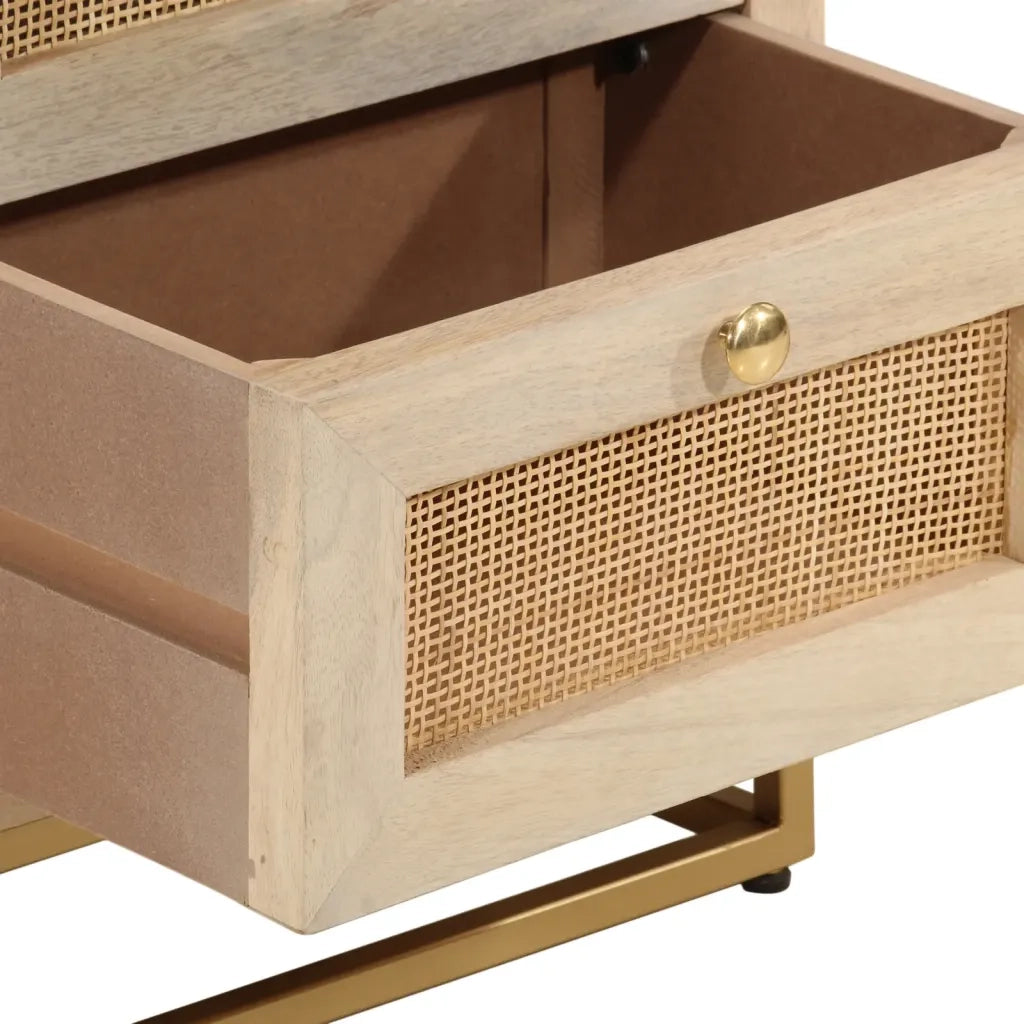 Comodino | Armadio da Notte | Mobiletto da notte 40x30x50 cm in Legno Massello di Mango e Ferro