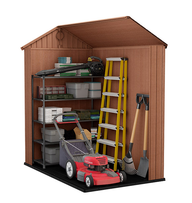 Casetta da Giardino Porta Attrezzi 125,8x184,5x205,1 cmin Evotech+ Keter Darwin 4x6 Marrone