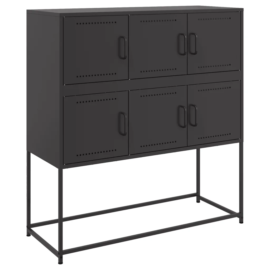 Credenza | Madia | Buffet da pranzo | Armadio da pranzo Nera 100,5x39x107 cm in Acciaio