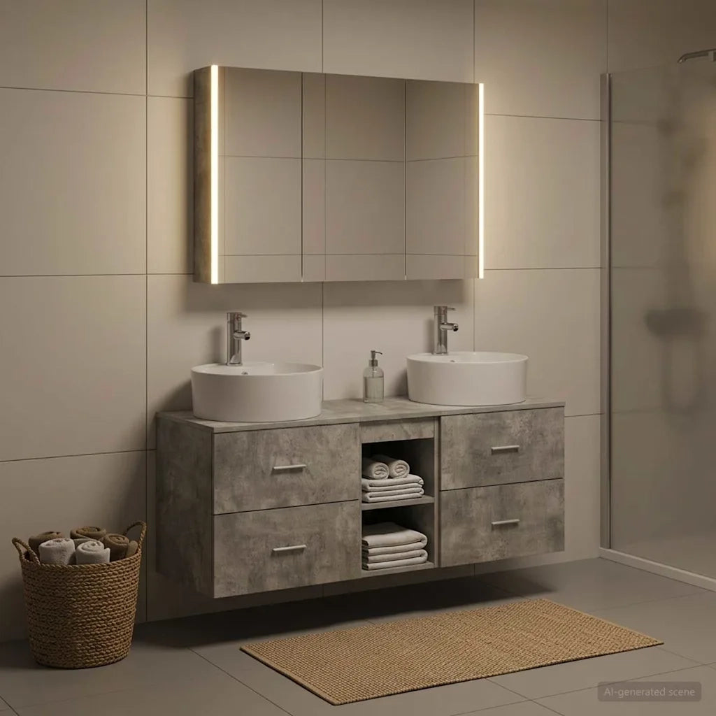 Set di mobili per il bagno 4 pcs Grigio Cemento 3406906