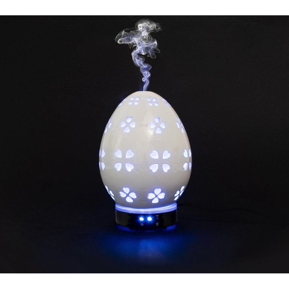 Trade Shop - Diffusore Di Essenza In Ceramica 150ml 12w 3led 7 Colori Led 6 Per Cromoterapia H20xø14cm -