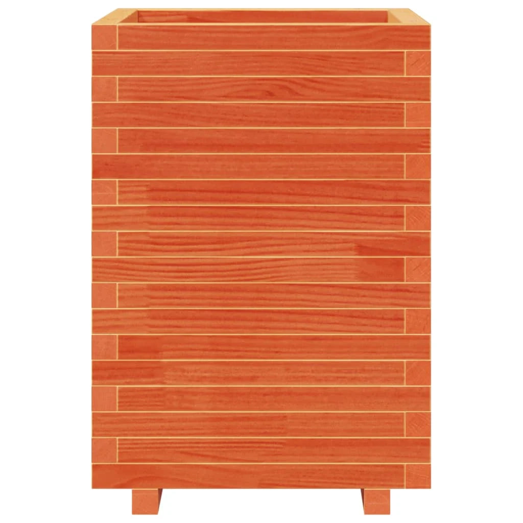 Fioriera rialzata per piante fiori patio giardino finitura a cera 50 x 50 x 72,5 cm legno di pino massiccio marrone 02_0038466