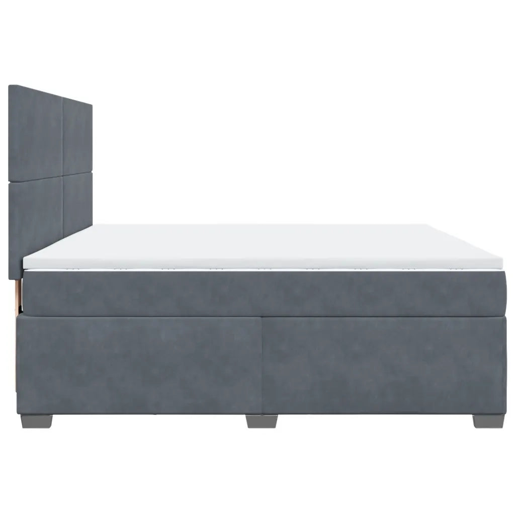 Giroletto a Molle con Materasso Grigio Scuro 180x200 cm Velluto