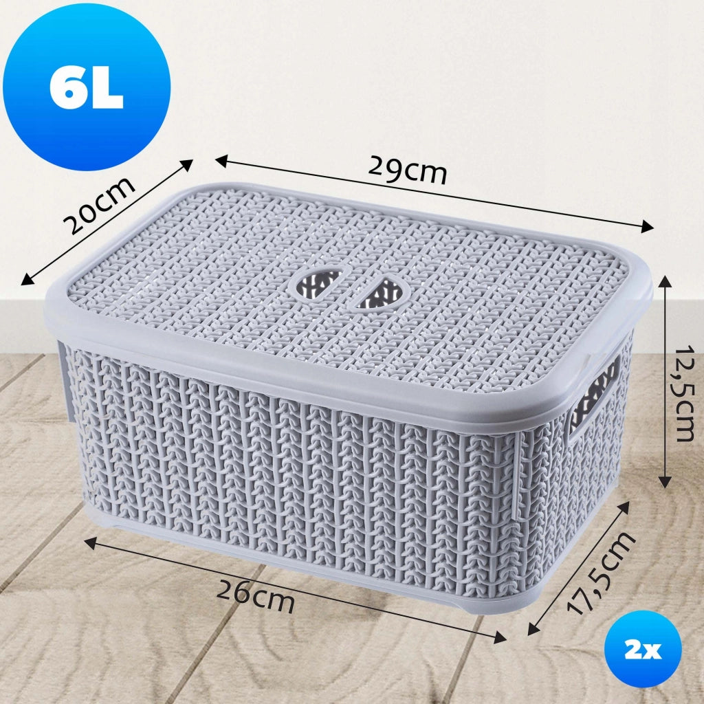 Set di 2 cestini organizer KADAX da 6 litri con coperchio.