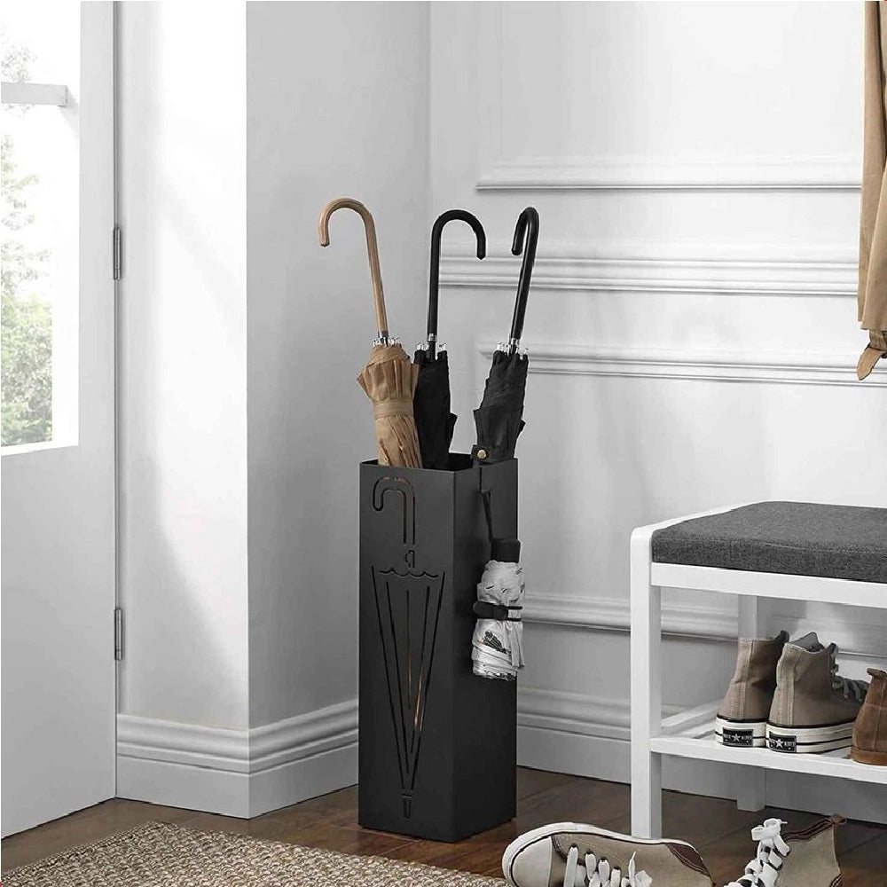Porta Ombrelli Decorato 49cm Metallo Verniciato Bianco Interno Esterno con Accessori