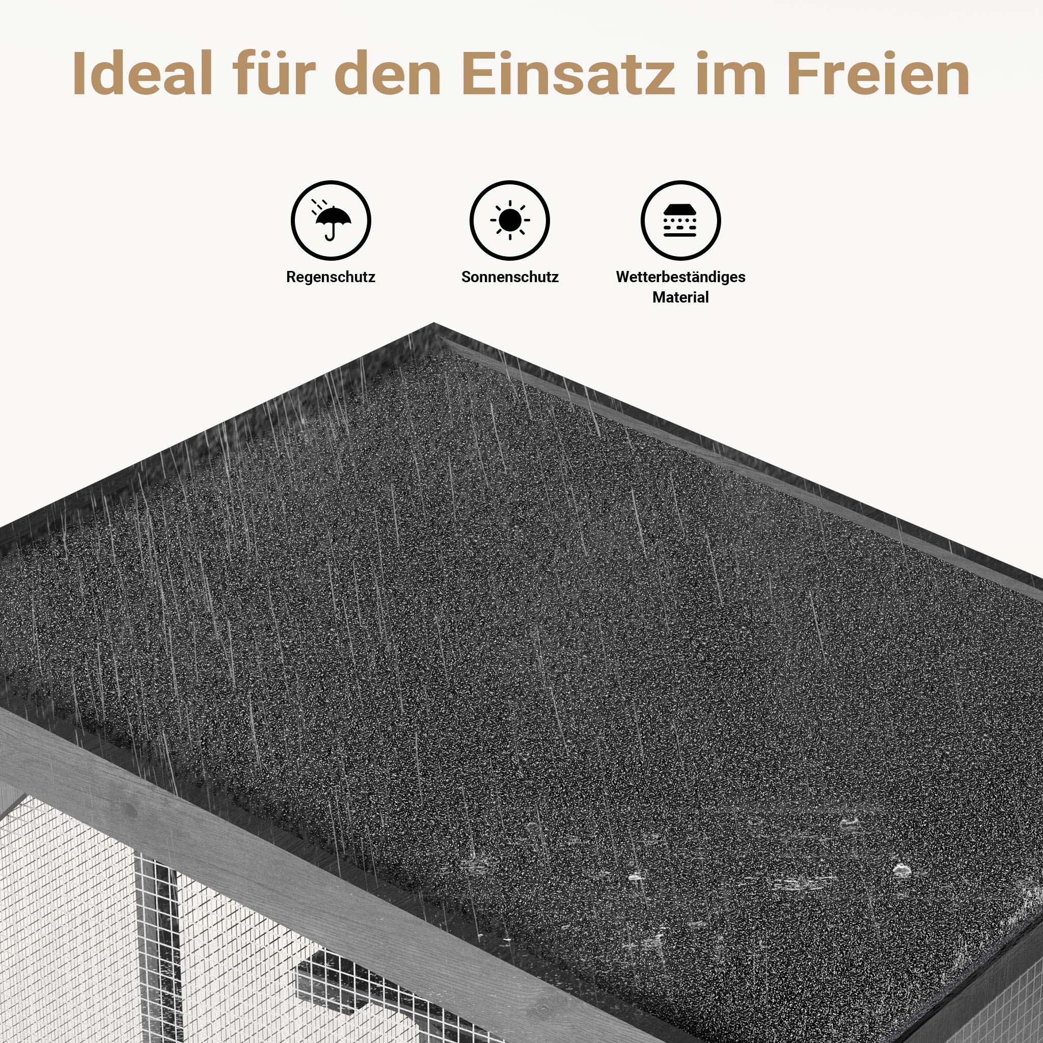 Recinto per gatti da esterno 74 x 78 x 180 cm, legno di abete, più livelli, 2 porte, con rotelle, recinto per gatti per giardino, balcone, rifugi