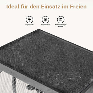 Recinto per gatti da esterno 74 x 78 x 180 cm, legno di abete, più livelli, 2 porte, con rotelle, recinto per gatti per giardino, balcone, rifugi