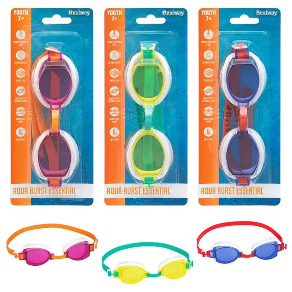 Trade Shop - Box 24 Pz Occhiali Da Nuoto Piscina Per Bambini Ragazzi 7+ Anni Da 3 Colori 30217 -