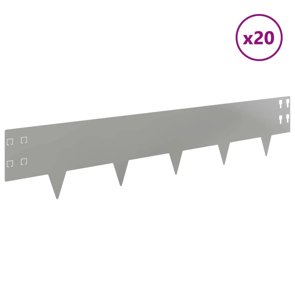 Bordura per Prato 20 pcs 100 x 20 cm Acciaio Argento 8008595