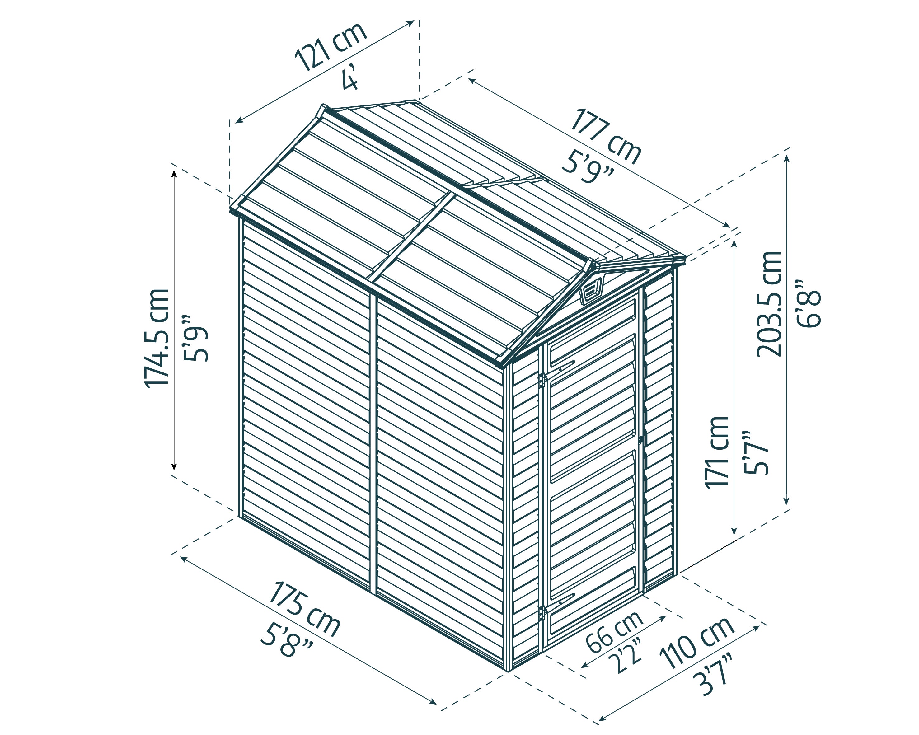 Skylight Casetta Da Giardino in Policarbonato 176X120X203 cm colore Ambra