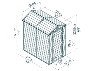 Skylight Casetta Da Giardino in Policarbonato 176X120X203 cm colore Ambra