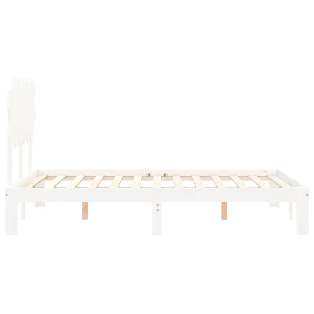 Letto matrimoniale | Letto per adulti | Giroletto senza Materasso Bianco 120x200 cm Legno Massello Pino