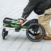 Rimorchio Bici e Passeggino per Cani 2 in 1 Pieghevole con Catarifrangenti e Bandierina, Verde