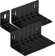 Set di 12 angoli L flessibili in nero con connettore metallico per mobili.