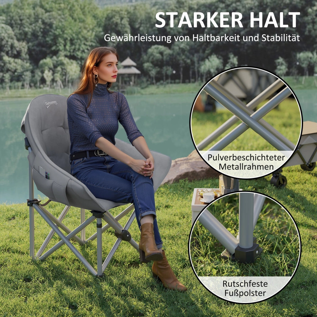 Sedia pieghevole ¨C zephmum ¨C imbottita, con tasche laterali, portatile, colore grigio scuro