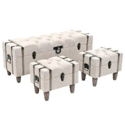 Set di 3 panche contenitore in legno massello e acciaio 02_0010764