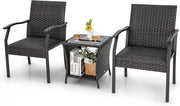 Set di mobili da giardino in rattan, resistenti alle intemperie, mobili da balcone, set di 2 sedie con tavolo, mobili da balcone per 2 persone, set di sedute
