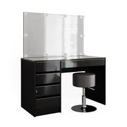 Vicco Tavolino da toilette Nero/oro 120 cm con illuminazione a LED e sgabello
