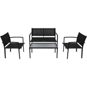 Set da Pranzo da Giardino 4 pz | Set Salotto da Giardino in Textilene Nero