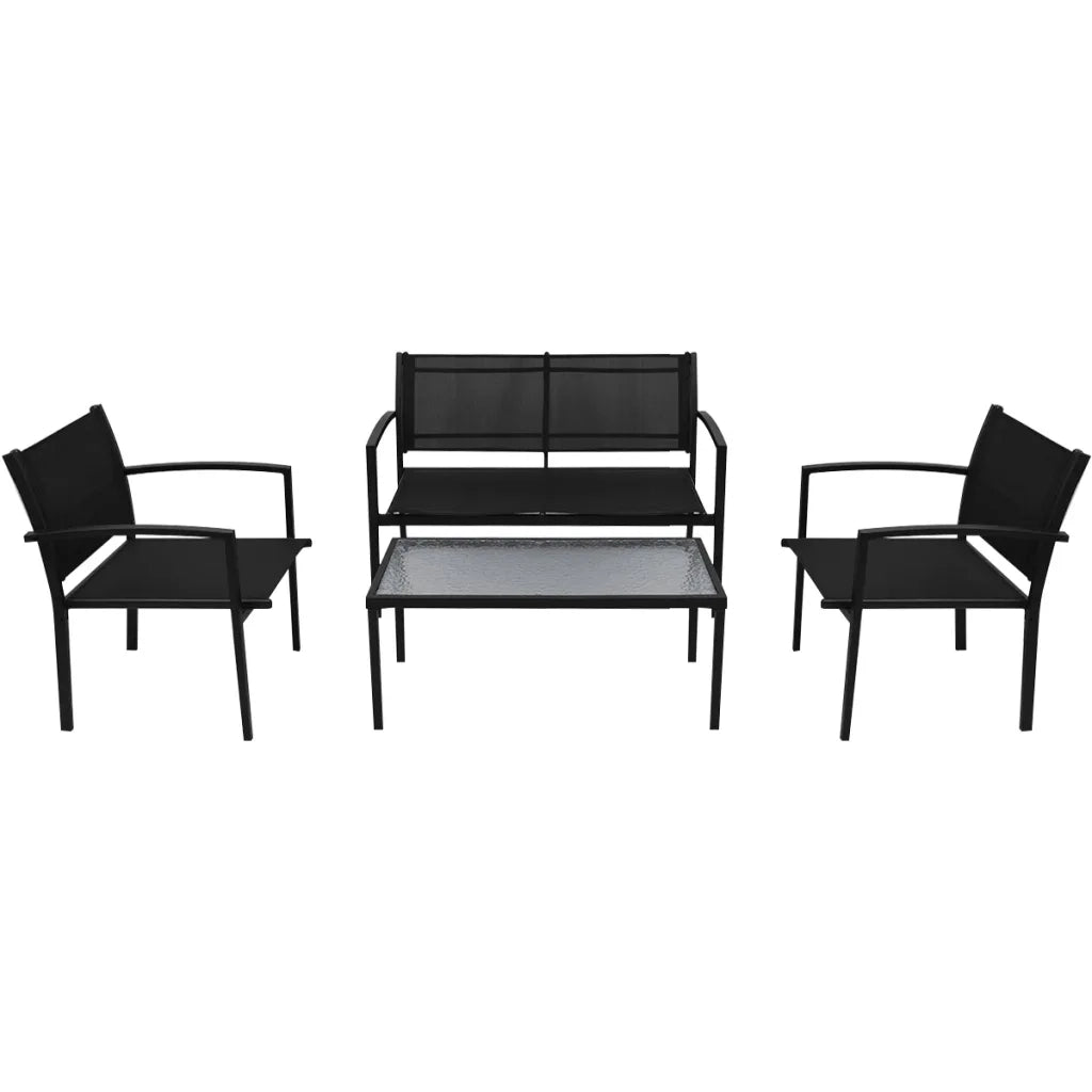 Set da Pranzo da Giardino 4 pz | Set Salotto da Giardino in Textilene Nero
