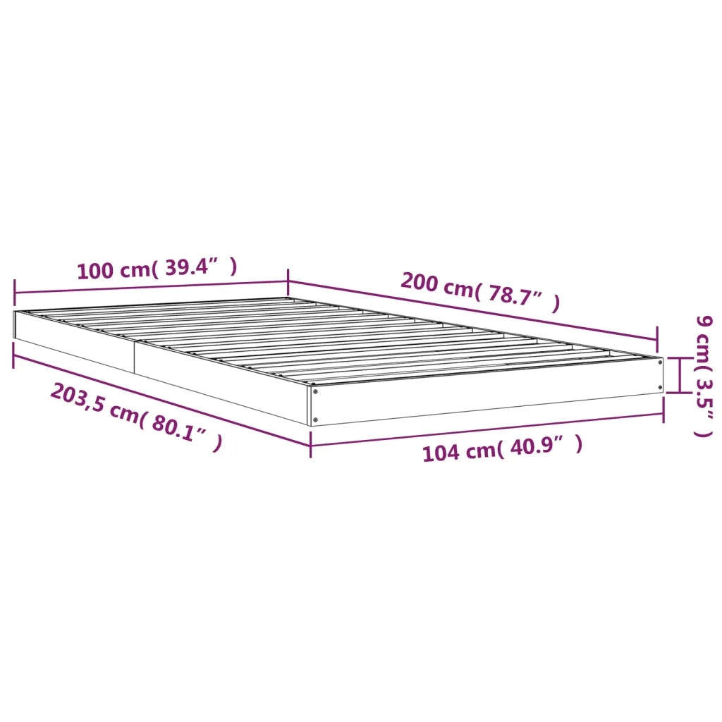Giroletto senza Materasso Bianco 100x200 cm Legno Massello Pino 823455