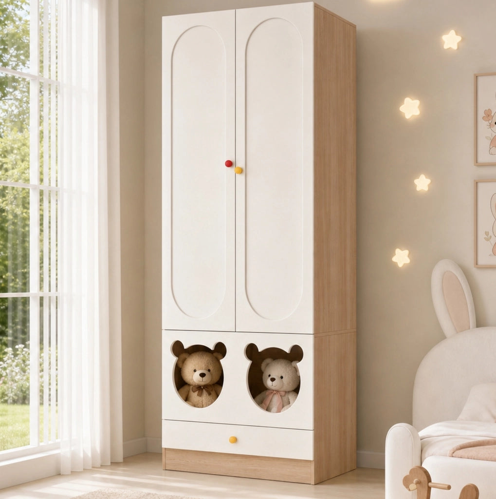 Armadio per bambini a 2 ante 80 × 50 × 200 cm bianco e legno