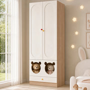 Armadio per bambini a 2 ante 80 × 50 × 200 cm bianco e legno