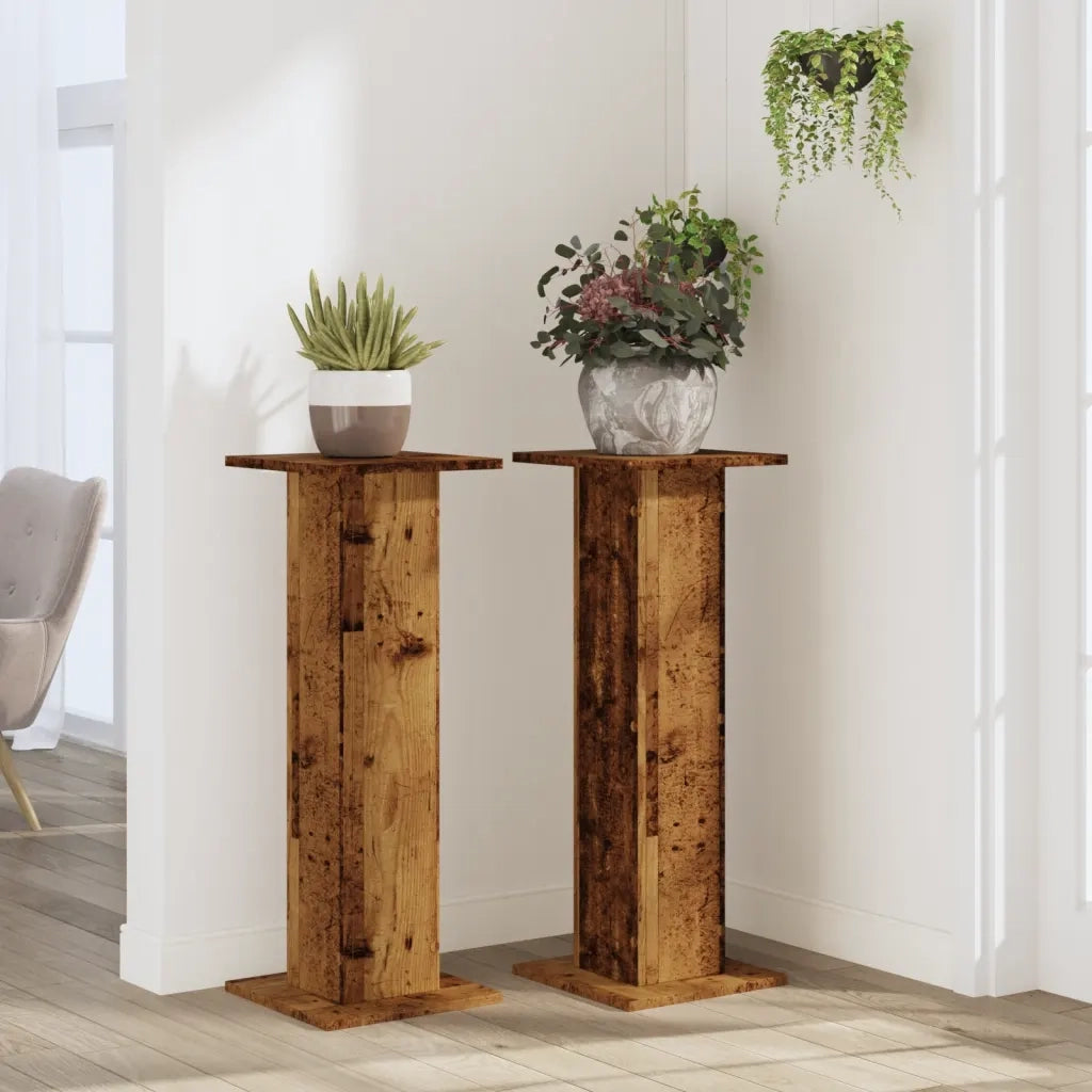Supporti per piante | Sostegno per piante 2 pz Legno Vecchio 30x30x80 cm Truciolato