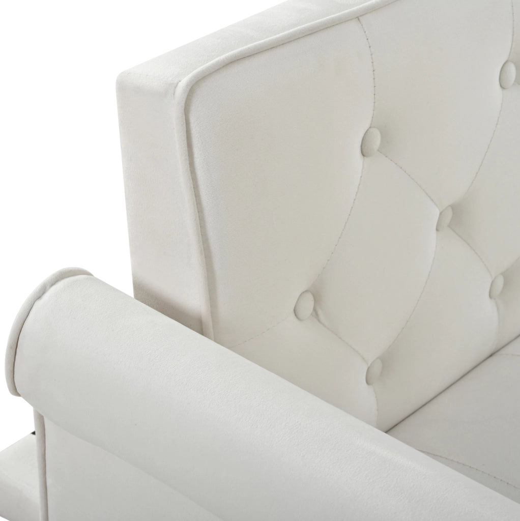 Divano letto 2 posti in velluto beige con schienali regolabili HAVRYA
