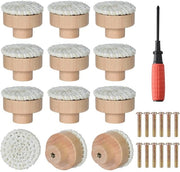 Maniglioni in rattan, maniglioni in legno per cassetti, 12 pezzi, stile bohemien con viti per cassetti, armadi, comodini, cucina, camera da letto (bianco)