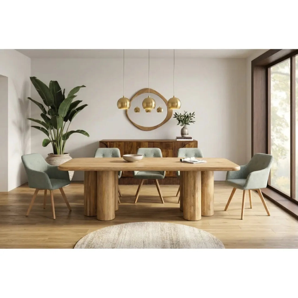 Tavolo da pranzo ORINO 240 cm in legno massello di mango - Tavolo rettangolare design con gambe cilindriche