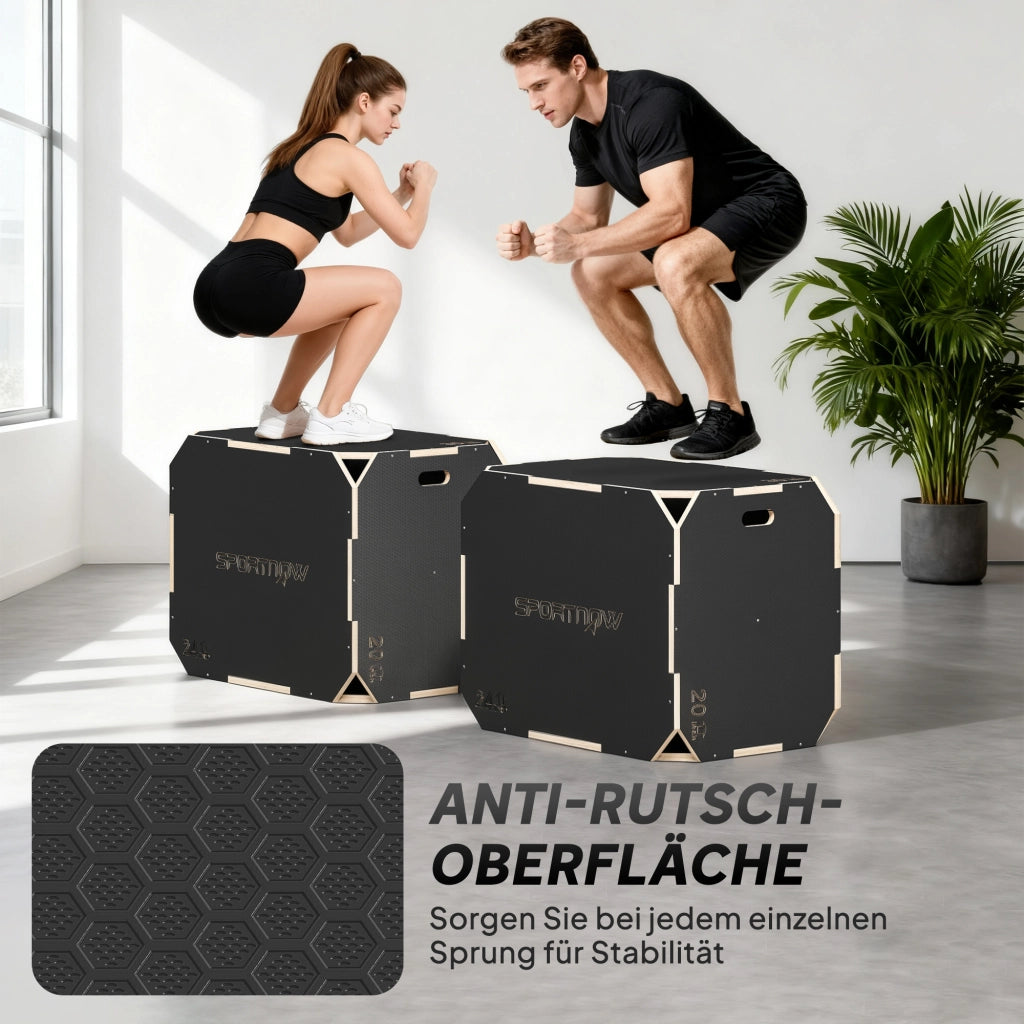Plyo Box ¨C zephmum ¨C 3 Altezze, Legno, Nero