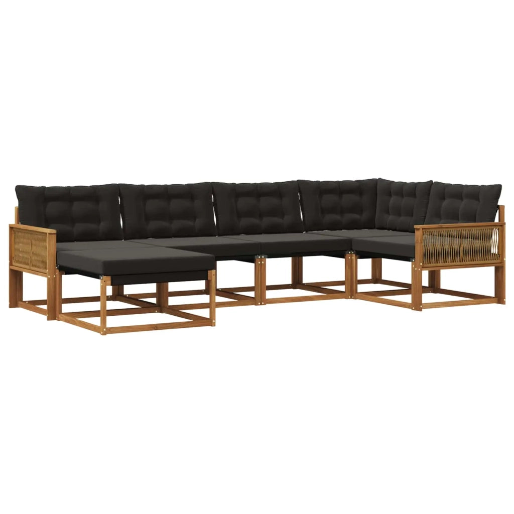 Set di divani da esterno 6 pz Naturale e Nero 3381540