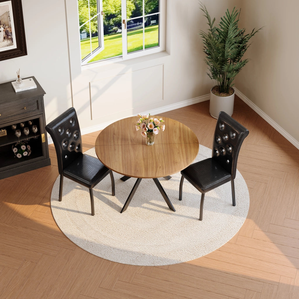 Set 2 Sedie da Pranzo ¨C MINIMAL ¨C Nero, Similpelle con Bottoni e Gambe in Metallo