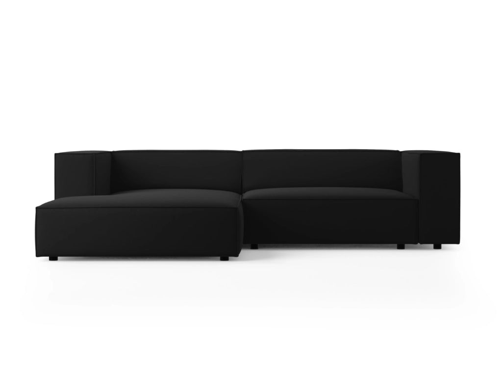 Cosmopolitan Design - Divano angolare sinistro "Arendal" 3 posti in velluto nero 