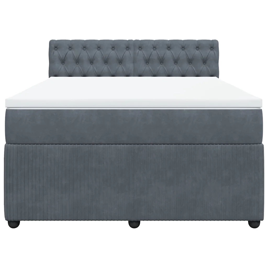 Giroletto a Molle con Materasso Grigio Scuro 160x200 cm Velluto 3287789
