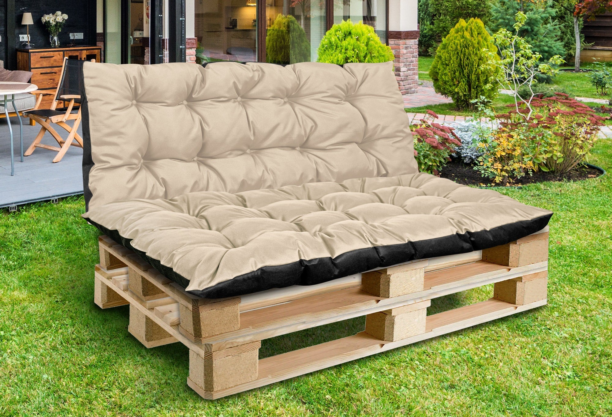 Cuscini da giardino AIO FACTORY 120x80 cm impermeabili beige pallet