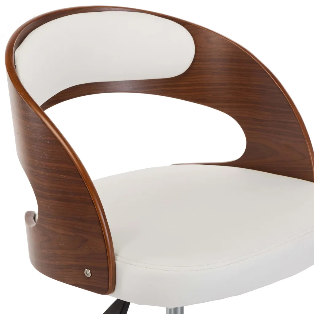 Sedia da Ufficio Girevole Bianca in Legno Piegato e Similpelle cod mxl 24976
