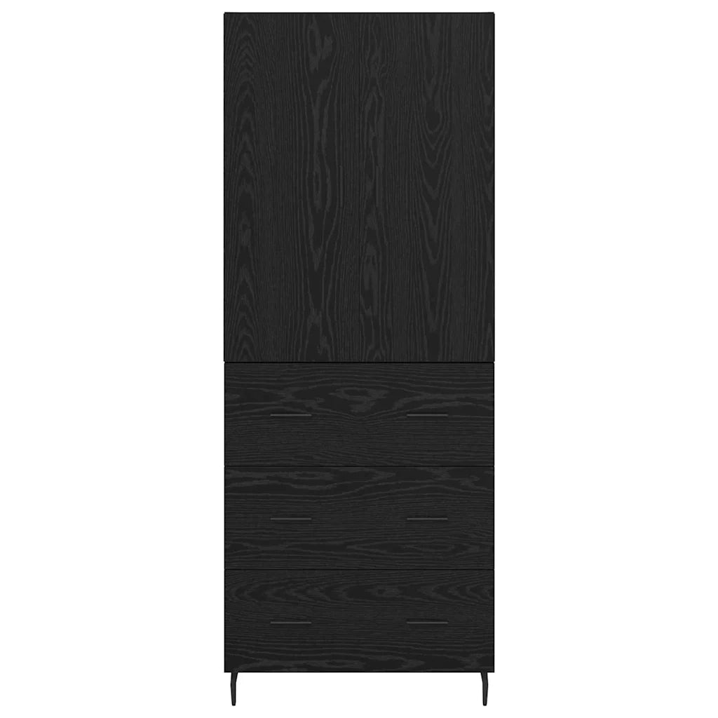Credenza 2 pz | Madia | Buffet da pranzo | Armadio da pranzo Rovere nero Legno Stratificato e Vetro
