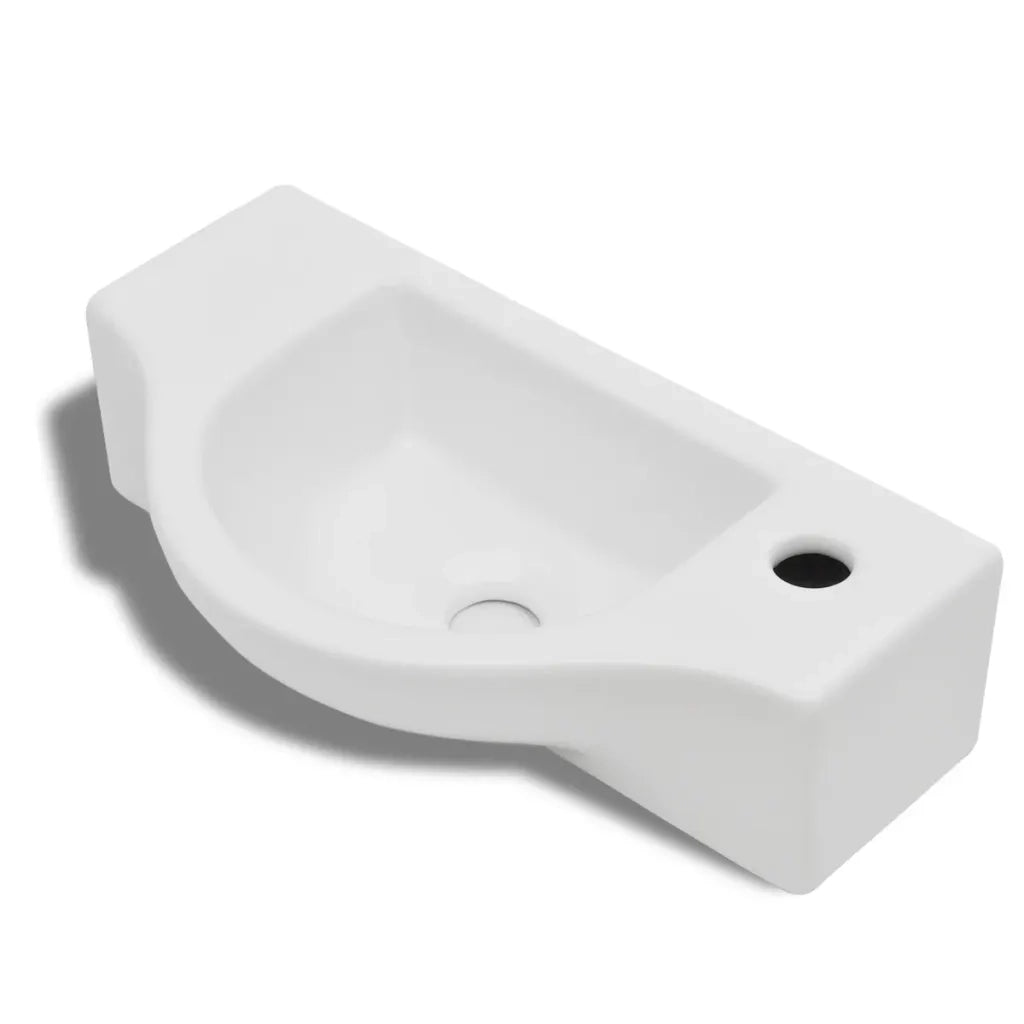 Lavandino Bagno in Ceramica con Foro per Rubinetto Bianco cod mxl 52591
