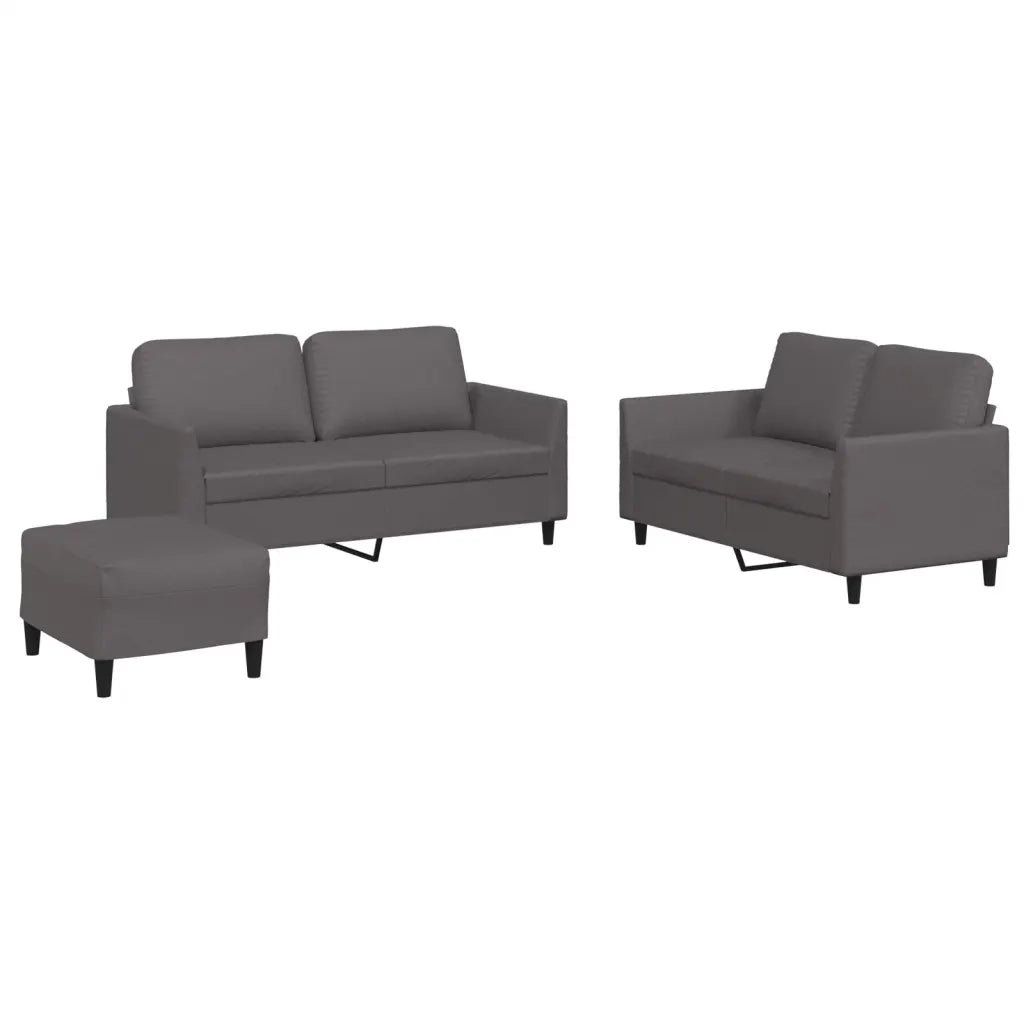 vidaXL Set di Divani 3 pz con Cuscini Grigio in Similpelle