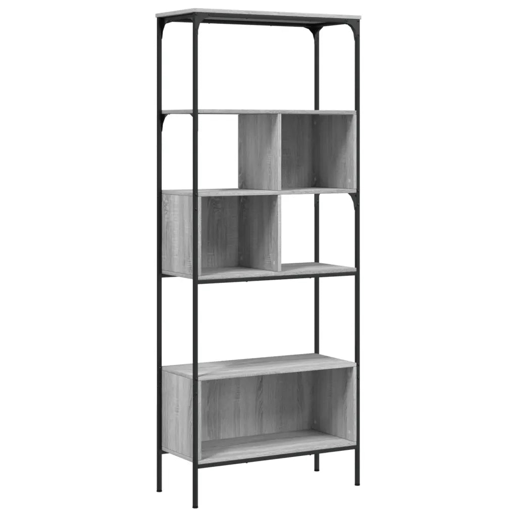 Libreria 5 Ripiani-Scaffale per Libri-Mobile di Stoccaggio Grigio Sonoma 76x33x188,5cm Legno Multistrato