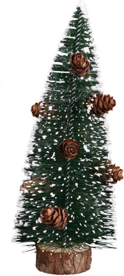 Albero di Natale Artificiale Piccolo di Pino con Base in Legno (30cm) con Neve