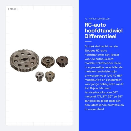 Ridutore di testa 64T - Differenziale in metalli - Accessori per auto RC - Pezzi di ricambio - Adatto per HSP/RedCat - Altezza ca. 11 mm