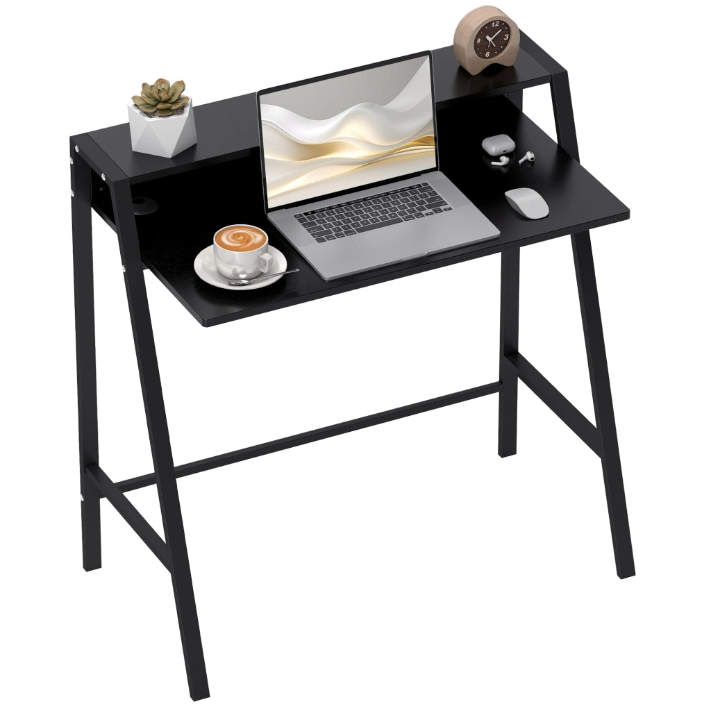 Scrivania con ripiano e gestione cavi ¨C Xylo ¨C nero metallo 84x45x85 cm