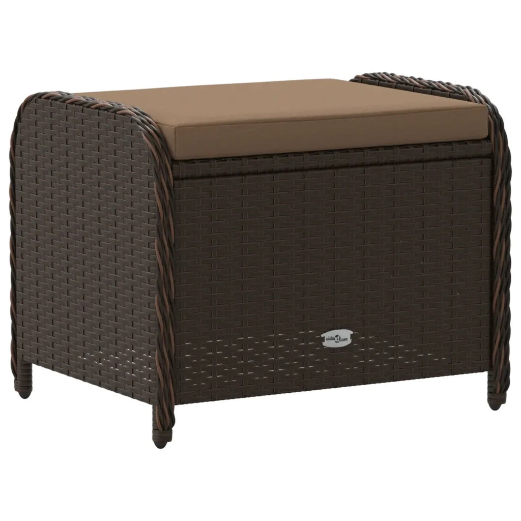 Sgabello Giardino con Cuscino Marrone 58x46x46 cm in Polyrattan CFW7341689