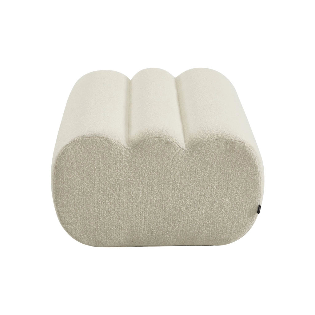 Pouf, poggiapiedi per poltrona nova in bouclé testurizzato, bianco