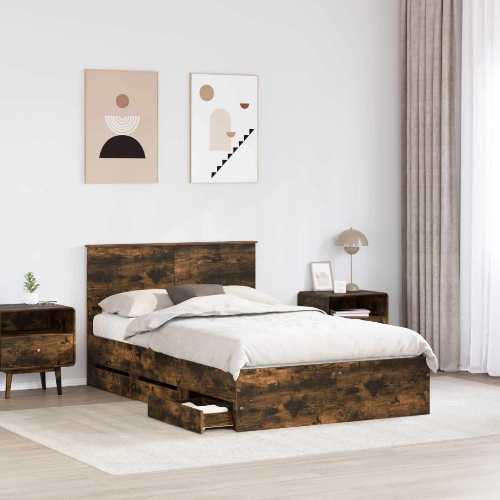 Struttura del letto con cassetto Rovere fumé 120 x 190 cm